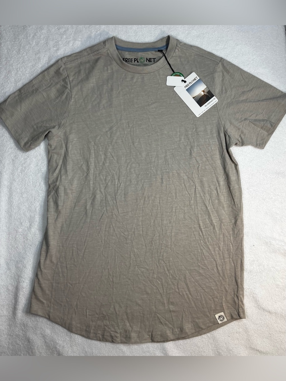 Free Planet Essentials Tee Men's Medium Organic Cotton Crew Neck T-Shirt NWT